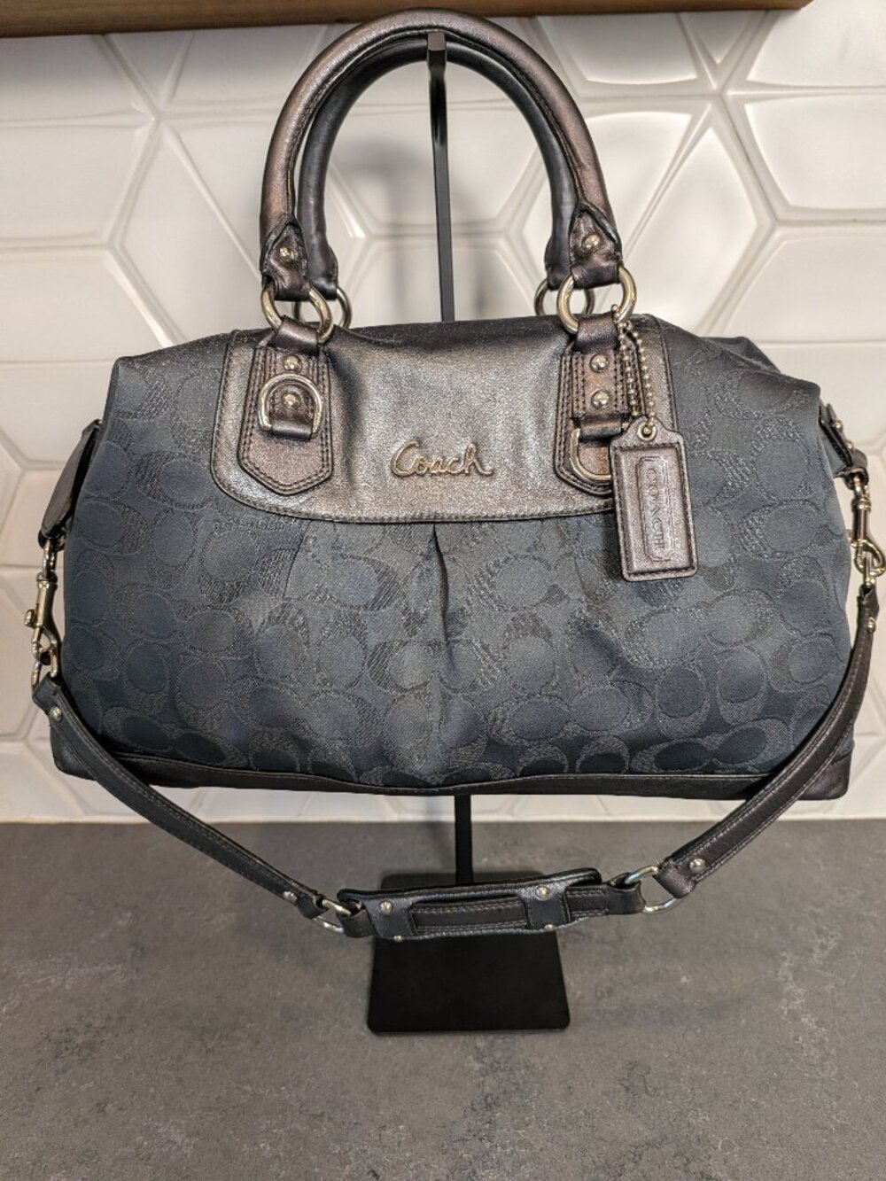 Coach Leather and Canvas Crossbody Shoulder Bag